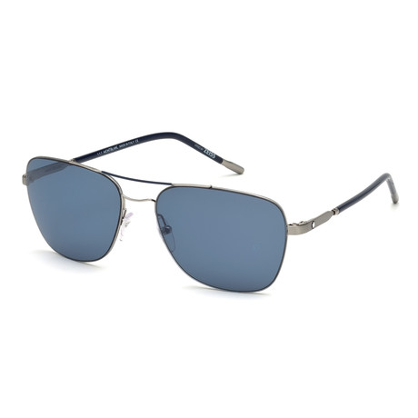 Montblanc // Modified Pilot Sunglasses // Silver + Blue