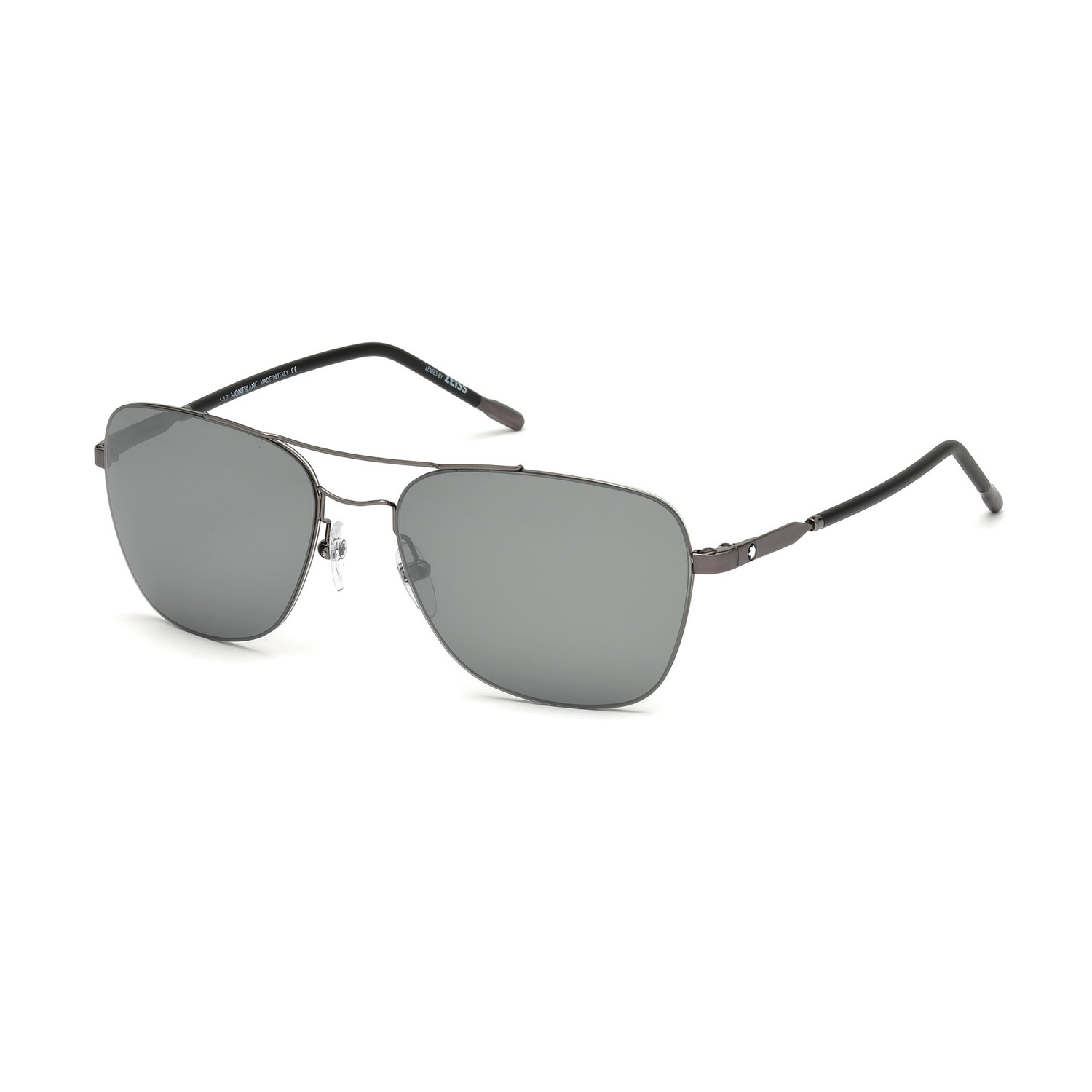 Montblanc Men's Modified Pilot Sunglasses V1 // Silver + Gray ...