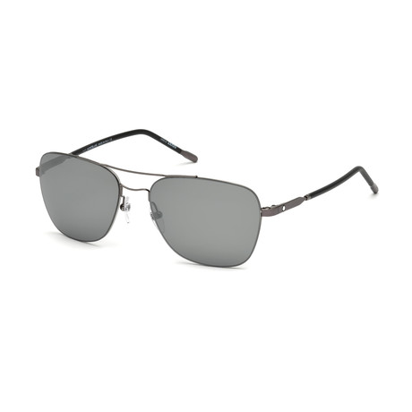 Montblanc Men's Modified Pilot Sunglasses V1 // Silver + Gray