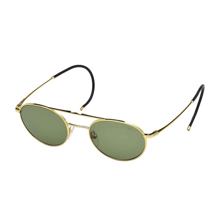 Montblanc // Round Retro Ear Wrap Sunglasses // Gold + Green