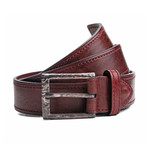 Wells Leather Belt // Burgundy (33" Waist)