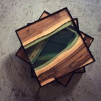 River Series Single Panel // Black Walnut + Green Glass // Black Frame