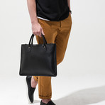 Flat Top Zip Tote // Black