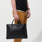 Flat Top Zip Tote // Black