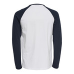 Elton Raglan T-Shirt // White + Navy Sleeve (S)