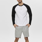 Elton Raglan T-Shirt // White + Navy Sleeve (S)