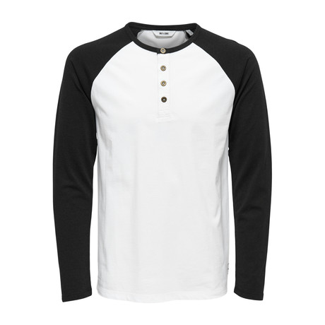 Elton Raglan T-Shirt // White + Navy Sleeve (S)