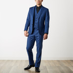 Via Roma // 3 Piece Classic Fit Suit // Med Blue Check (US: 40R)