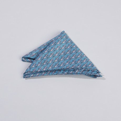 Shark Week Pocket Square // Turquoise