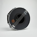 Pearl Snare Drum Wall Clock 14" // Chrome + Black Wave I