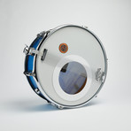 Lyle Snare Drum Wall Clock // Blue Satin + Blue And White Wave