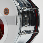 Slingerland Snare Drum Wall Clock 14" // Chrome + Red Wave