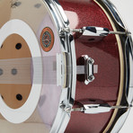 Pearl Snare Drum Wall Clock 13" // Red Sparkle + Maroon, White And Blue Wave