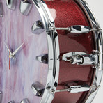 Pearl Snare Drum Wall Clock 13" // Red Sparkle + Maroon, White And Blue Wave