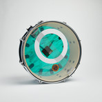 Pearl Snare Drum Wall Clock 14" // Blue Pearl + Iridescent