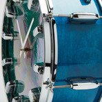 Pearl Snare Drum Wall Clock 14" // Blue Pearl + Iridescent