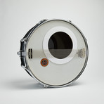 Pearl Snare Drum Wall Clock 14" // Chrome + Black Wave II