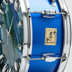 Stagg Snare Drum Wall Clock 14" // Blue + Blue Green Wave