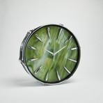 Pearl Snare Drum Wall Clock 13" // Chrome + Green Wave