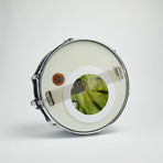 Pearl Snare Drum Wall Clock 13" // Chrome + Green Wave