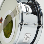 Pearl Snare Drum Wall Clock 13" // Chrome + Green Wave