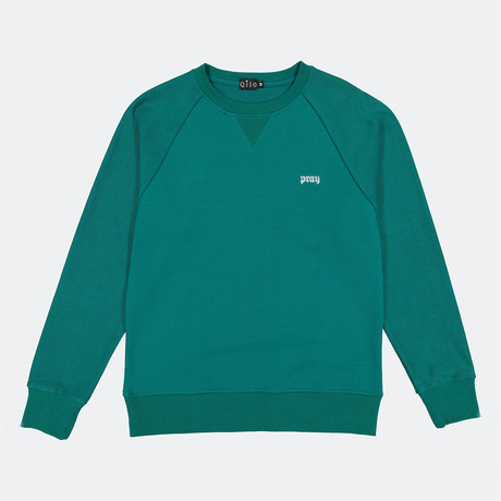 Pray Reverse Terry Sweatshirt // Emerald (S)