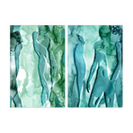 Water Women // Reverse Printed Tempered Art Glass (Water Women I + II // Diptych)