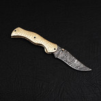 Damascus Liner Lock Folding Knife // 2753
