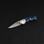 Damascus Liner Lock Folding Knife // 2756