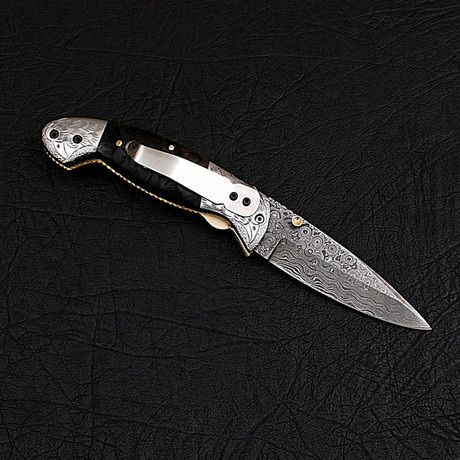 Damascus Liner Lock Folding Knife // 2759