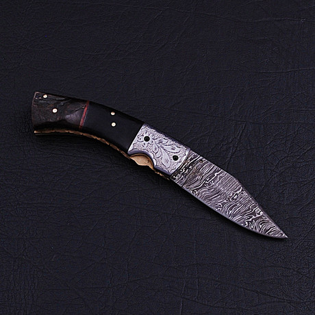 Damascus Liner Lock Folding Knife // 2767