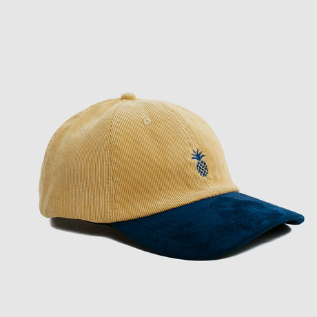 Pineapple Two-Tone Hat // Mustard Corduroy + Navy