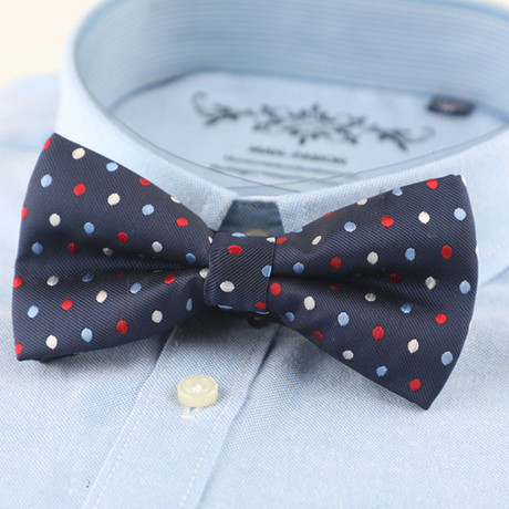 Silk Bow Tie // Navy + Polka Dots