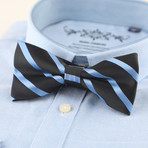 Silk Bow Tie // Black + Blue Stripe