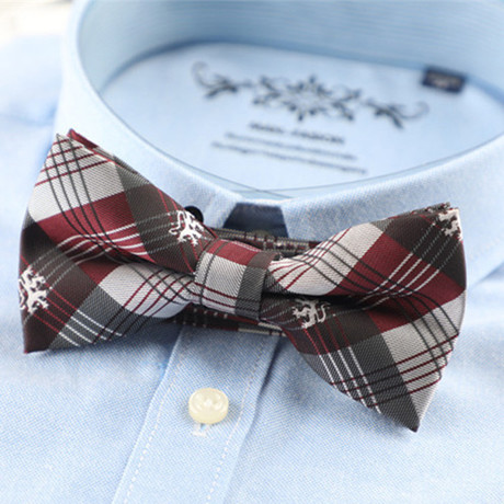 Silk Bow Tie // Red + White Cross Stripe