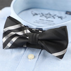 Silk Bow Tie // Black + White Cross Stripe