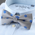 Silk Bow Tie // Gray + Blue Polka Design
