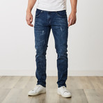Men's Distressed Dark Wash Jeans // Dark Blue (30WX30L)