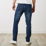 Men's Distressed Dark Wash Jeans // Dark Blue (36WX32L)