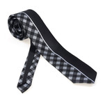 Lemuel Silk Tie // Gray + White Plaid + Black