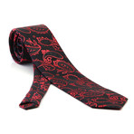 Bernard Silk Tie // Red + Black Paisley