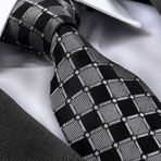 Abdul Silk Tie // Gray + Black Squares