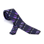 Rodrigo Silk Tie // Black + Purple + White