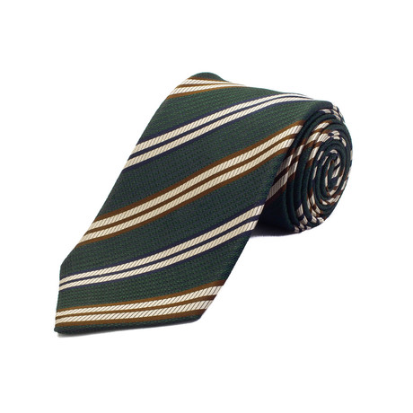 Silk Striped Tie // Green