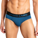 Low Rise Brief // Pack of 3 // Blue + Dotted Navy + Gray (S)