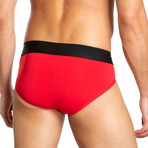 Low Rise Brief // Pack of 3 // Multi-Dot + Black + Red (M)