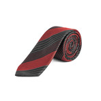 Dior // Slim Silk Striped Pattern Tie // Black + Red