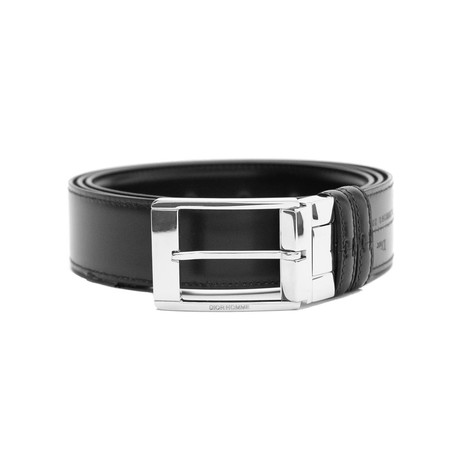 Calfskin Leather Reversible Belt // Black + Blue (34" Waist)