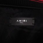 Amiri // Metallic Silk Baseball Bomber Varsity Jacket // Red (2XL)