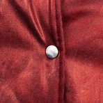Amiri // Metallic Silk Baseball Bomber Varsity Jacket // Red (XS)